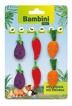 Bambini Pets Игрушка для грызунов "Набор овощей" из люфы. 6шт