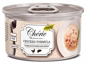 Pettric Cherie Консервы для кошек Рубленная курица с куриной печенью в соусе 80 гр