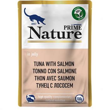 PRIME NATURE Паучи для кошек Тунец с лососем в желе 100г
