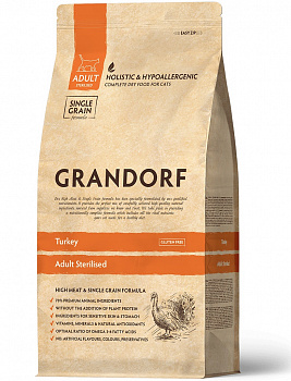 GRANDORF Сухой корм для стерилизованных кошек Индейка (Turkey Adult Sterilized)