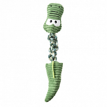 Pet it Игрушка для собак серия Wow Stretch, плюшевая Крокодильчик с веревкой и пищалкой, 15x45 см