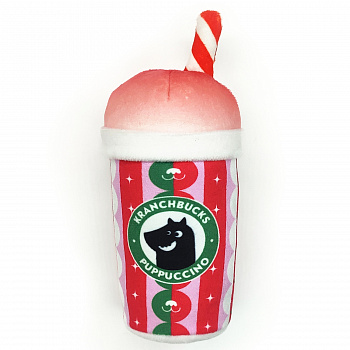 Mr.Kranch Игрушка для собак Капучино Kranchbucks с пищалкой и хрустящей трубочкой, новогодняя серия