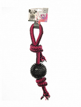 M-Pets игрушка для собак из каната TWIST Prickly Ball, 42 см, розовая