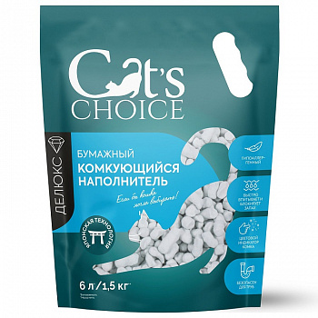 Cat's Choice Наполнитель комкующийся Бумажный 6л, 1.5кг 