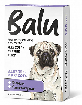 Balu Лакомство мультивит. для собак "здоровье и красота" кальций и олигосахар 100таб