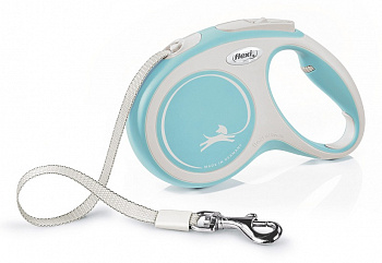 Flexi Рулетка-ремень для собак до 25кг, 5м, голубая (New Comfort M Tape 5m light blue)