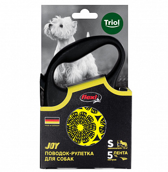 Triol Поводок-рулетка для собак Flexi Joy Lemon S 5м до 15кг, лента
