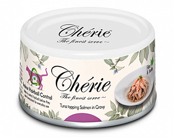 Pettric Cherie Консервы для кошек Тунец с лососем в Подливе Hairball Control 80 гр