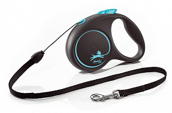 Flexi Рулетка-трос для собак до 12кг, 5м, синяя (Black Design S Cord 5m blue)