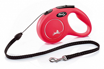 Flexi Рулетка-трос для собак до 12кг, 5м, красная (New Classic S Cord 5m red)