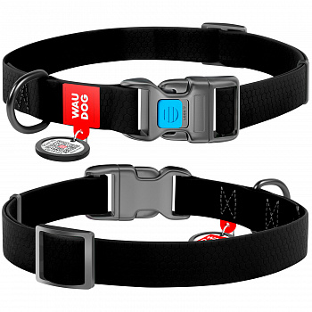 COLLAR Ошейник для собак водостойкий WAUDOG Waterproof c QR-паспортом, Ш 25 мм, Дл 35-58 см черный