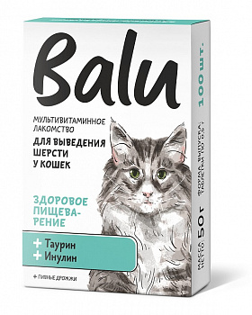 Balu Лакомство мультивит. для кошек "здоровое пищеварение" таурин и инулин 100таб