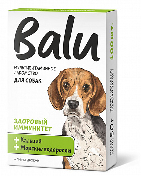 Balu Лакомство мультивит. для собак "здоровый иммунитет" кальций и морские водоросли 100таб