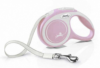 Flexi Рулетка-ремень для собак до 12кг, 3м, розовая (New Comfort XS Tape 3m rose)