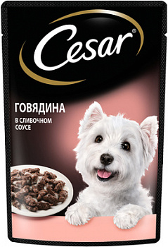 Cesar Паучи для взрослых собак, с говядиной в сливочном соусе, 85г 
