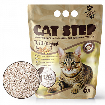 CAT STEP Наполнитель комкующийся растительный Tofu Original, 6 л