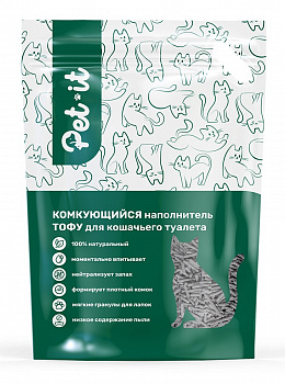 Pet it Комкующийся наполнитель для кошачьего туалета Tofu Угольный, без аромата 12 л