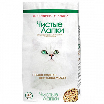 Чистые лапки Древесный наполнитель 37л 