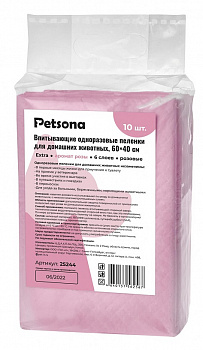 Petsona Гелевые пеленки для домашних животных (Extra) аром.розы, розовые, 40x60, 10 шт