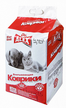 Dr.ALEX Пеленка впитывающая гелевая с липким фиксатором 60*60 см 30шт