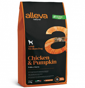 Alleva Natural Dog Для Собак (Medium) Курица и Тыква