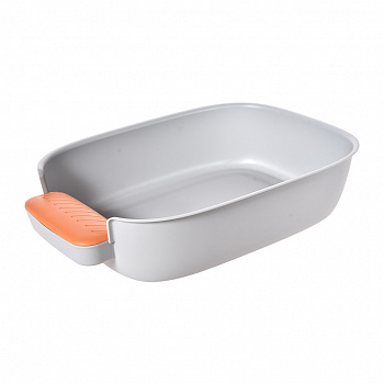 Pet it Туалет-лоток с бортиком для кошек Step, 52.3x36.6x12 см, серый