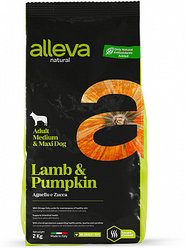 Alleva Natural Dog Для Собак (Medium/Maxi) Ягненок и Тыква