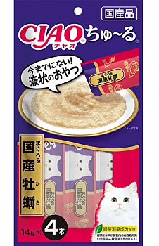 INABA Пюре для кошек ЧАО ЧУРУ Тунец магуро и устрица 14гр*4шт