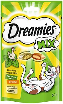 Dreamies Лакомые подушечки для кошек с курицей и мятой 60 гр (10193273/10216993)
