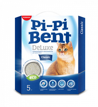 Pi-Pi-Bent Наполнитель Комкующийся, DeLuxe "Кассик" (коробка) 5 кг