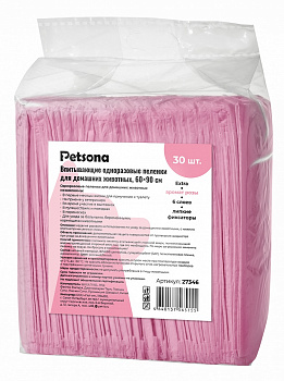 Petsona Гелевые пеленки для домашних животных (Extra) аром.розы, розовые, 60x90, 30 шт