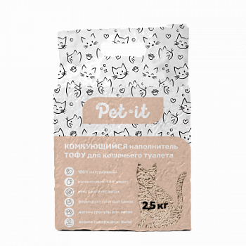 Pet it Комкующийся наполнитель для кошачьего туалета Tofu без аромата, 6 л