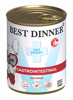 Best Dinner Консервы VET PROFI для собак Поддержание здоровья ЖКТ (Gastrointestinal) Конина 340 гр