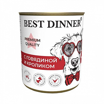 Best Dinner Консервы Premium для собак и щенков Меню №3 "С говядиной и кроликом" 340 гр