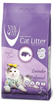 VanCat Комкующийся наполнитель без пыли с ароматом Лаванды, пакет (Lavender) 5 кг