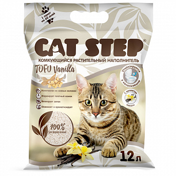 CAT STEP Наполнитель комкующийся растительный Tofu Vanilla,12 л