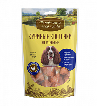 Деревенские лакомства Лакомства для собак Куриные косточки жевательные 90 гр