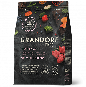GRANDORF Fresh Сухой беззер. корм для щенков Ягненок с бататом  (PUPPY Lamb&Sweet Potato )
