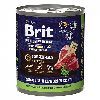 Brit Premium Консервы для собак с говядиной и сердцем 850 гр