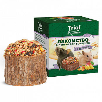 Triol Лакомство Triol Standard в пеньке для мелких грызунов с фруктами, 70г (40161012)