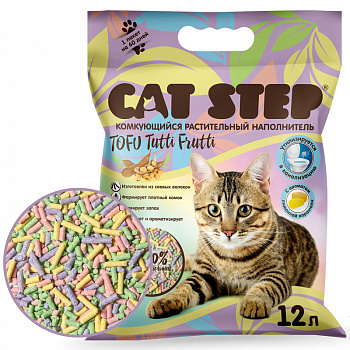 CAT STEP Наполнитель комкующийся растительный Tofu Tutti Frutti, 12 л