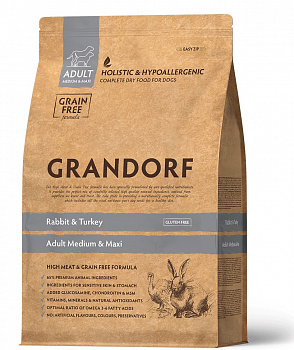GRANDORF Сухой корм для собак сред.и круп. пород Кролик с Индейкой(Rabbit&Turkey Adult Medium&Maxi)