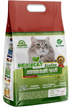 Homecat наполнитель комкующийся зеленый чай "Эколайн" 12л (77514)