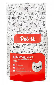 Pet it Комкующийся наполнитель для кошачьего туалета White, без аромата, пакет 15 кг