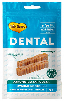 Мнямс DENTAL лакомство для собак "Зубные косточки" 70г