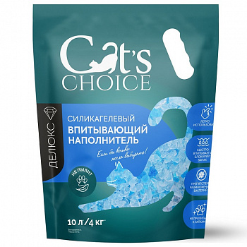 Cat's Choice Наполнитель Силикагелевый с синими гранулами, колотый 10л