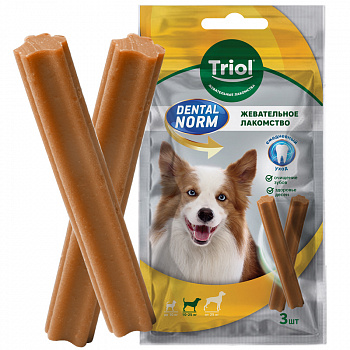 Triol Лакомство для собак средних пород "Палочки жевательные", 75г (уп.3шт.), серия DENTAL NORM