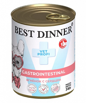 Best Dinner Консервы VET PROFI для собак Поддержание здоровья ЖКТ (Gastrointestinal) Ягненок 340 гр
