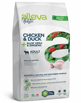Alleva Holistic Dog Для Собак (Maxi) с курицей и уткой, алое вера и женьшенем