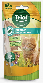 Triol Лакомства для кошек Мясные медальоны с Кроликом и Треской 40гр.